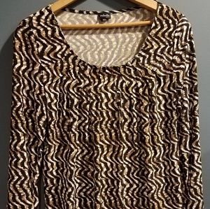 Animal Print Rafaella Petite scoop neck striped  blouse Size P/S